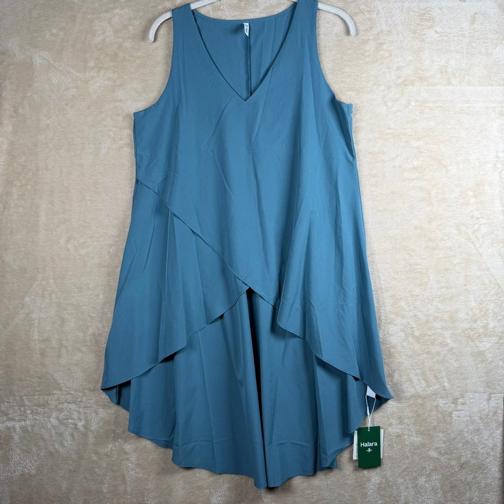 Halara Womens M NWT Breezeful Sleeveless Asymmetrical‎ Layered Top Teal Blue